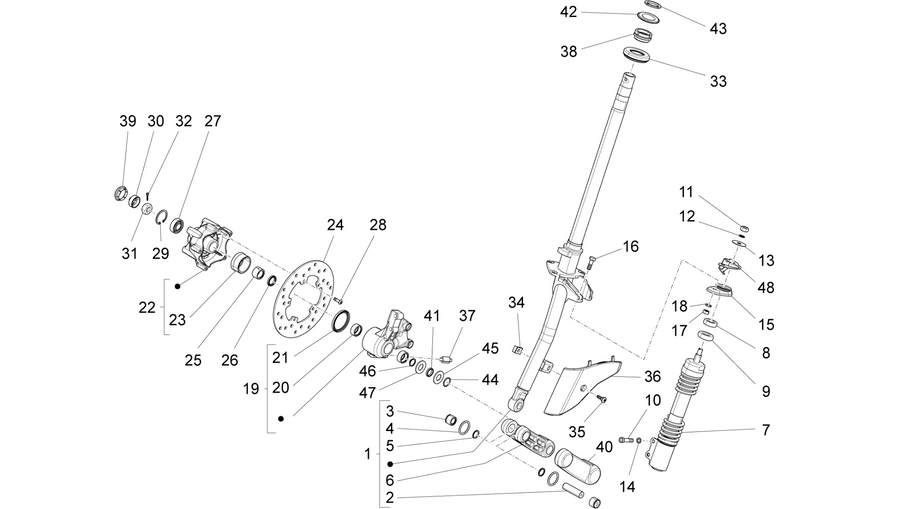 Fork/steering tube - Steering bearing unit