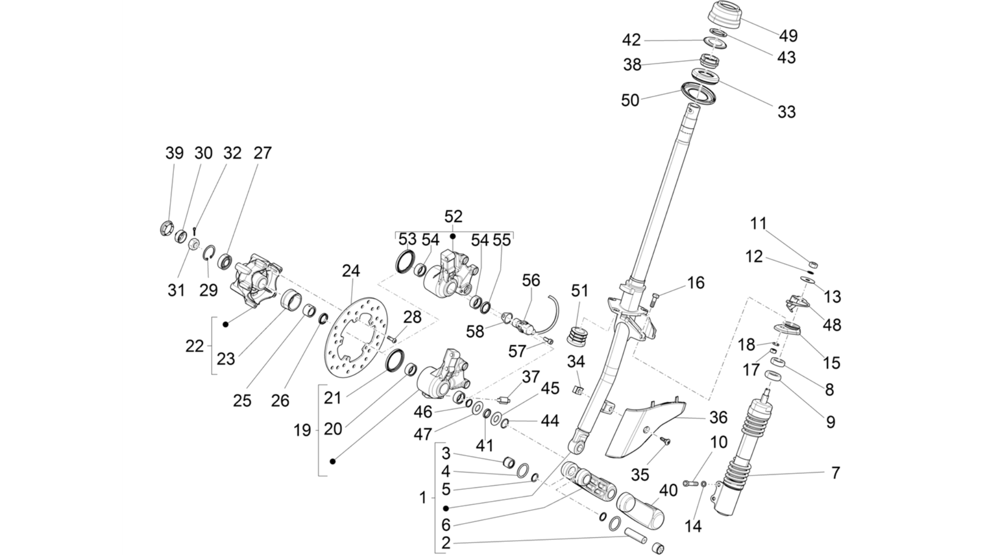 Fork/steering tube - Steering bearing unit