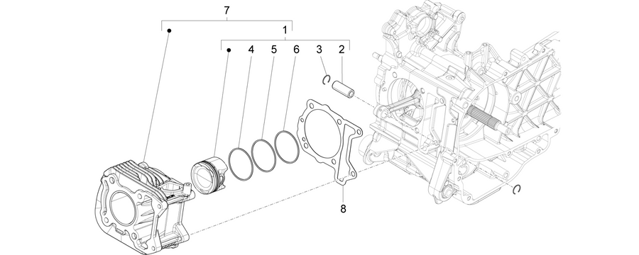 Cylinder-piston-wrist pin unit