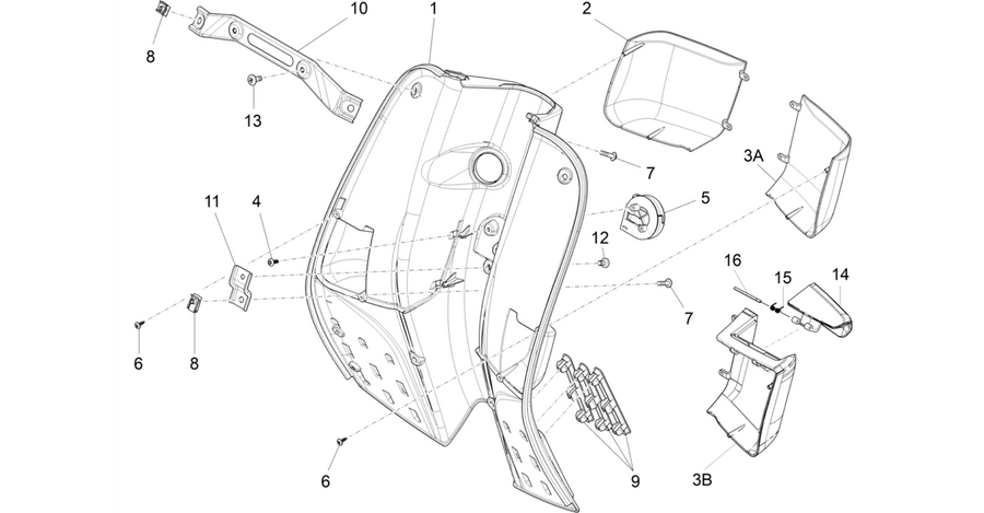 Front glove-box - Knee-guard panel