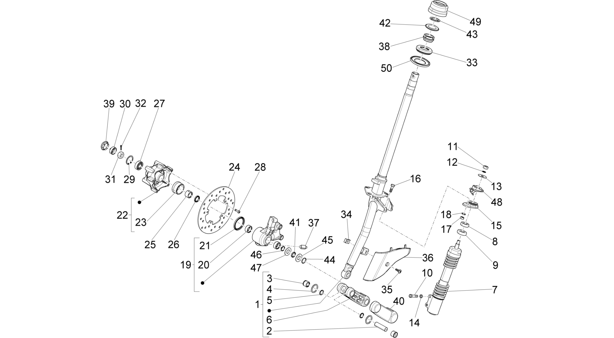 Fork/steering tube - Steering bearing unit