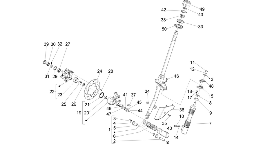 Fork/steering tube - Steering bearing unit