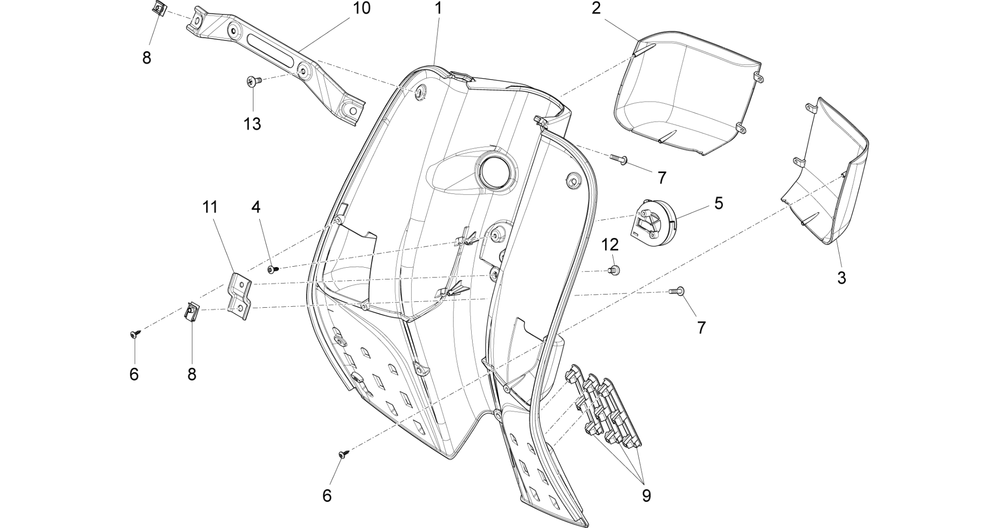 Front glove-box - Knee-guard panel