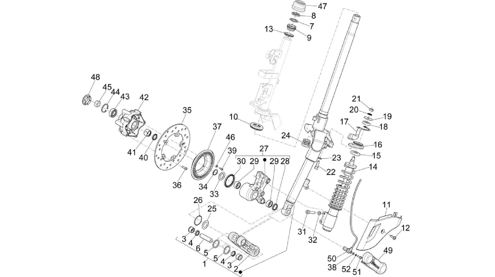 Fork/steering tube - Steering bearing unit