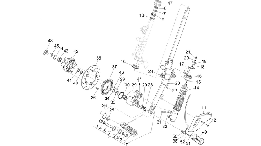 Fork/steering tube - Steering bearing unit