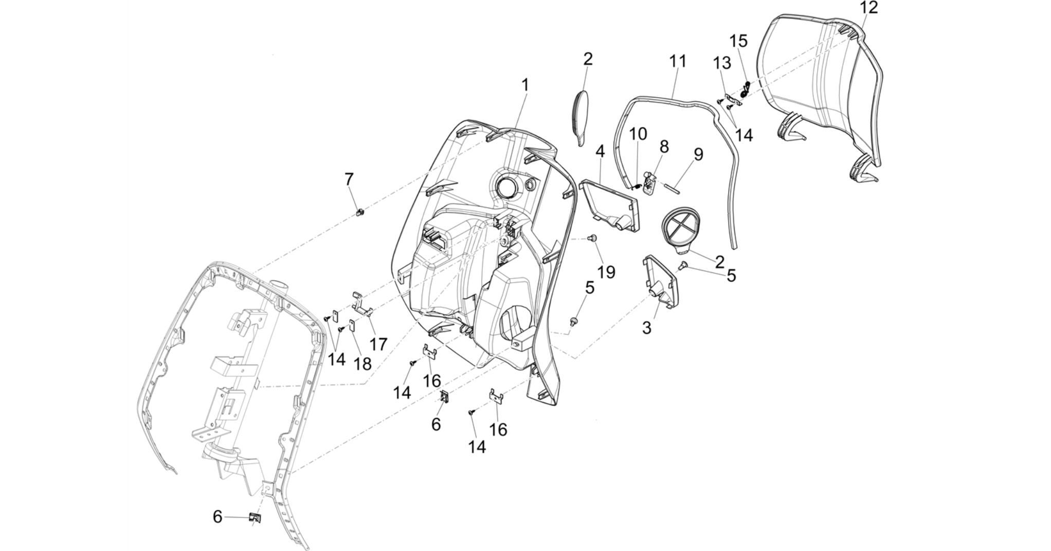 Front glove-box - Knee-guard panel