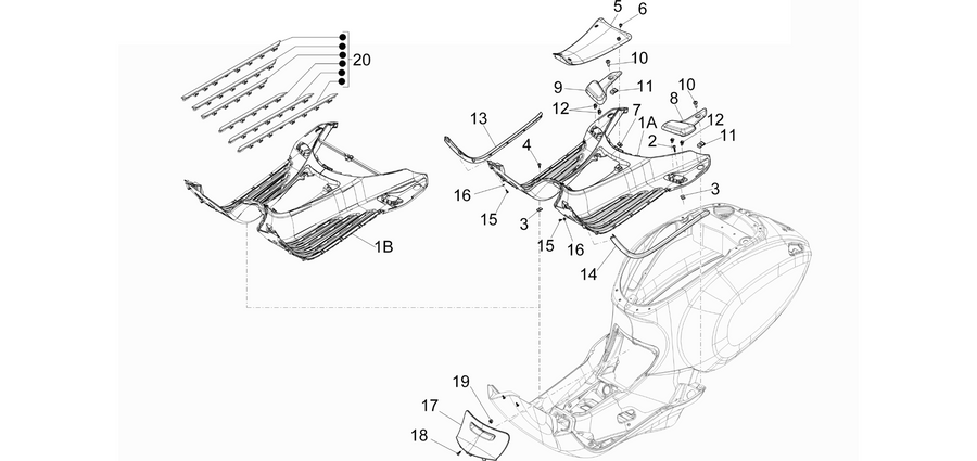 Central cover - Footrests