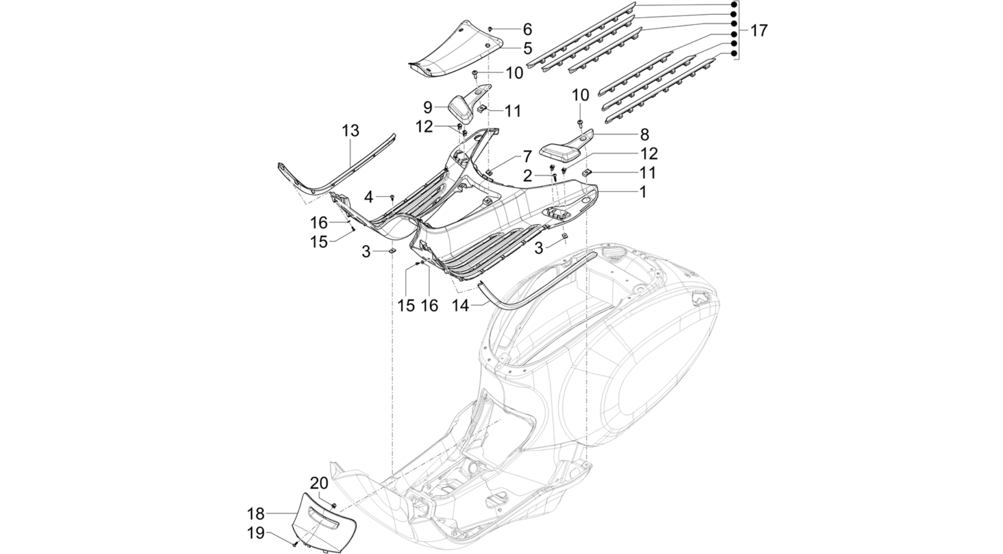 Central cover - Footrests