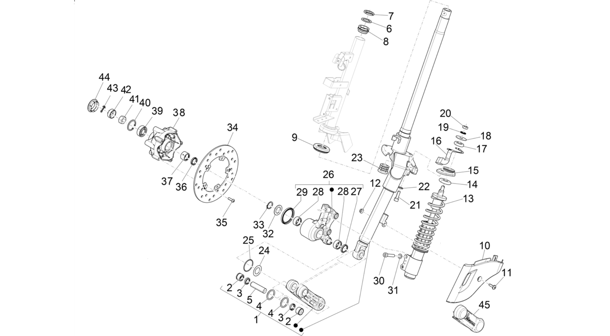 Fork/steering tube - Steering bearing unit