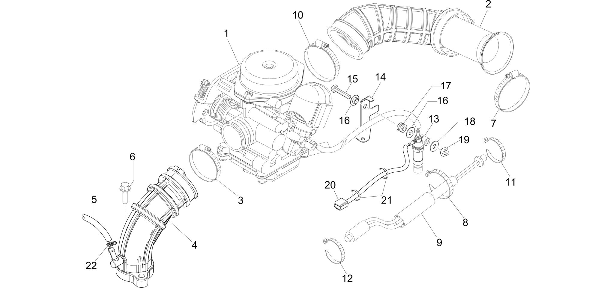 Carburettor, assembly - Union pipe