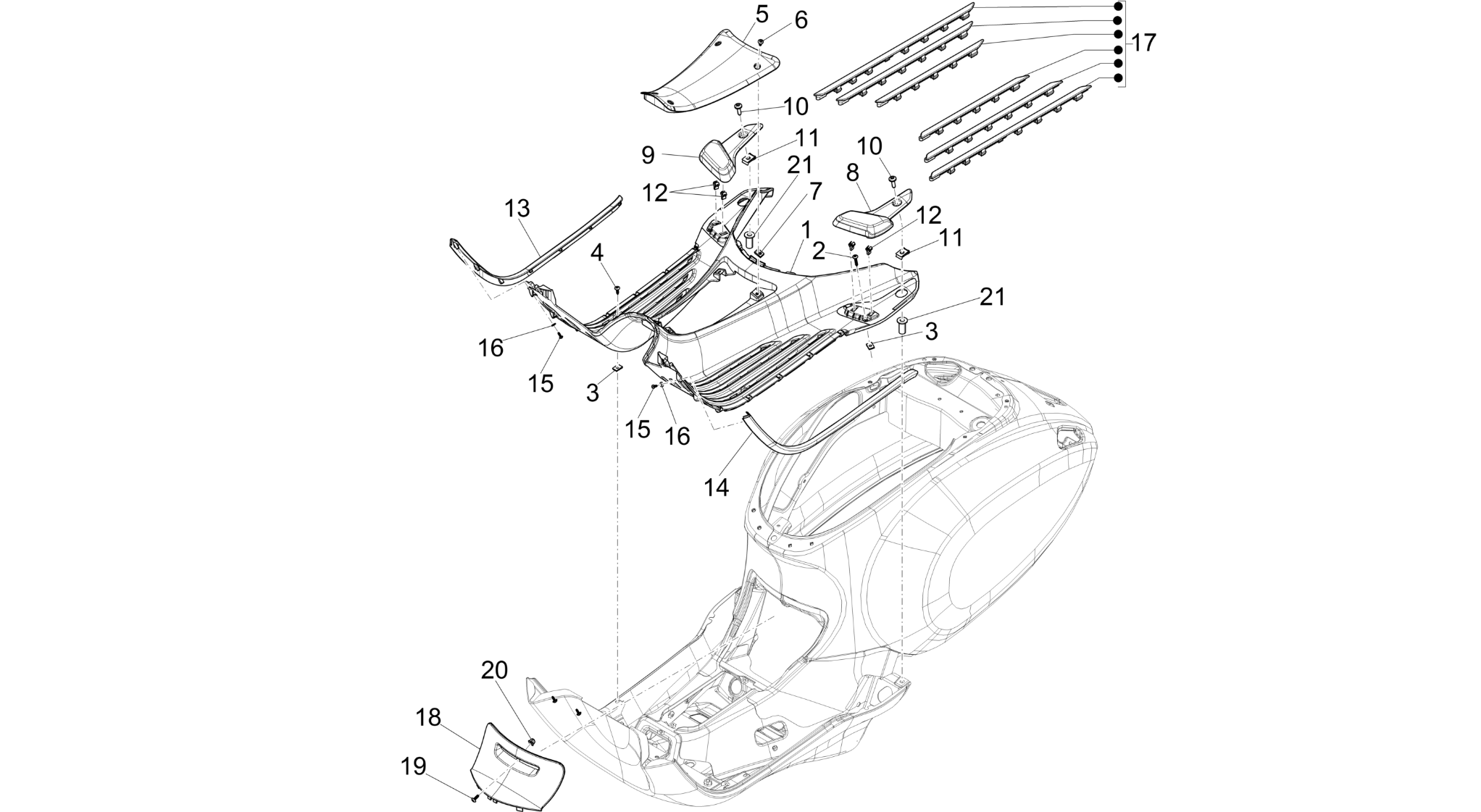 Central cover - Footrests