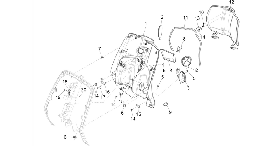 Front glove-box - Knee-guard panel