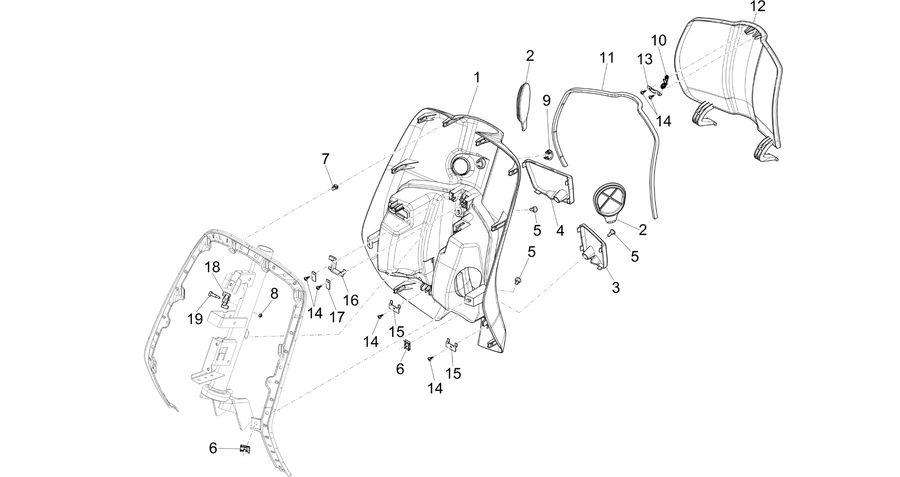 Front glove-box - Knee-guard panel