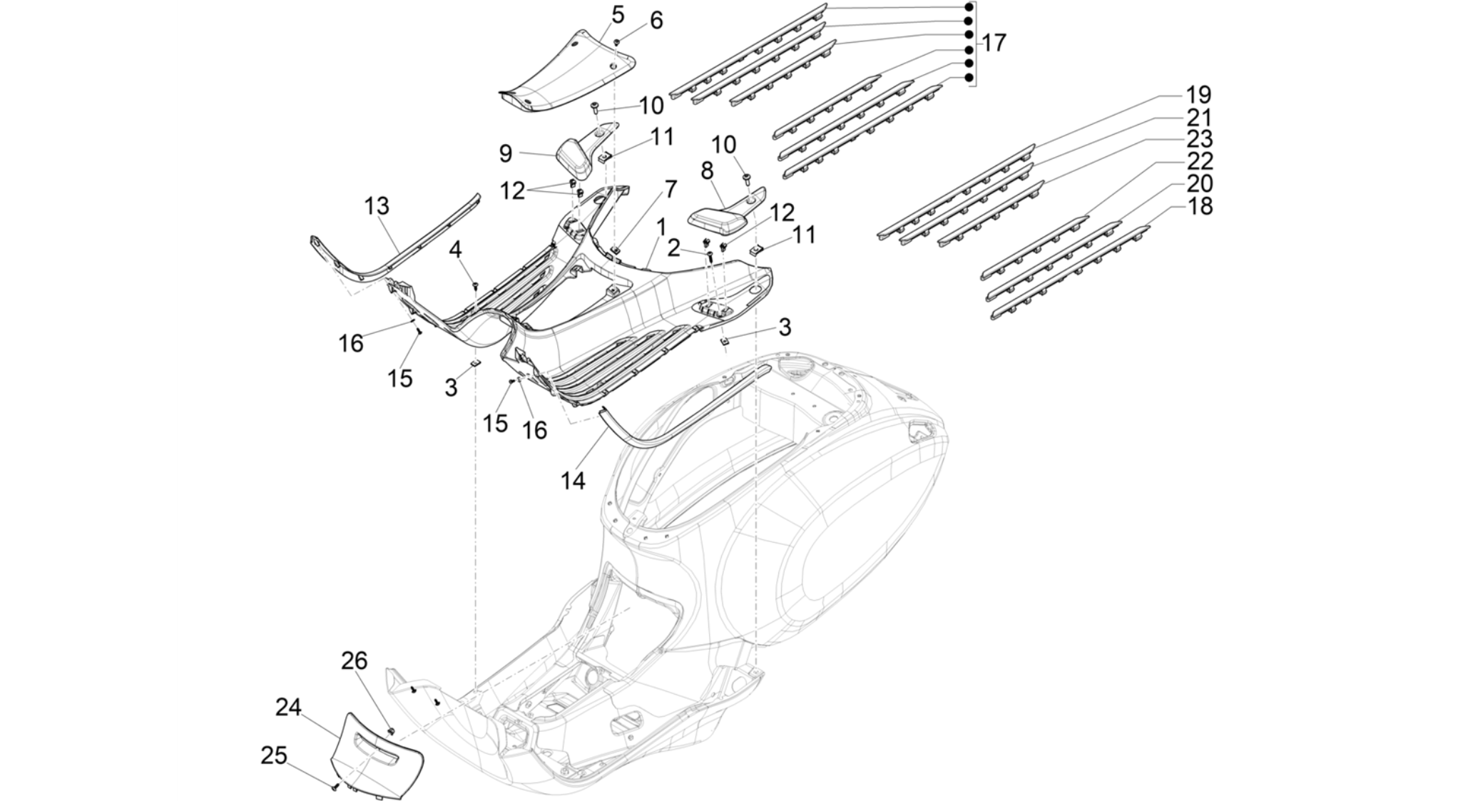 Central cover - Footrests