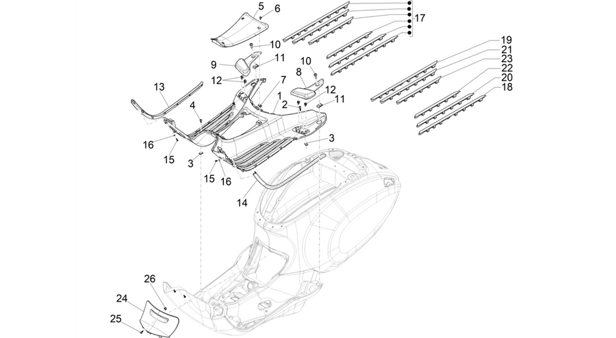 Central cover - Footrests