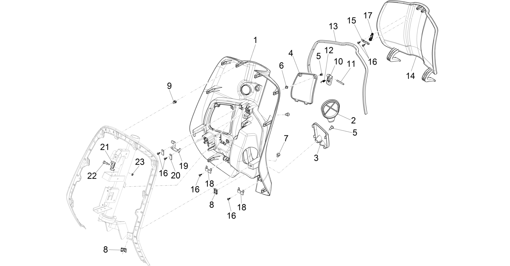 Front glove-box - Knee-guard panel