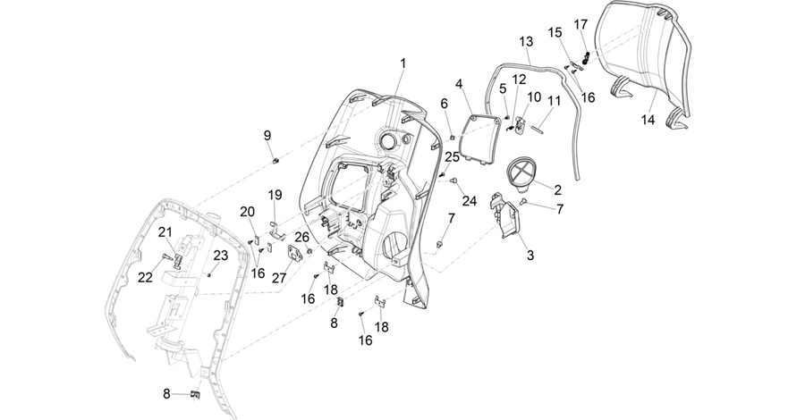 Front glove-box - Knee-guard panel
