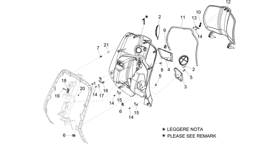 Front glove-box - Knee-guard panel