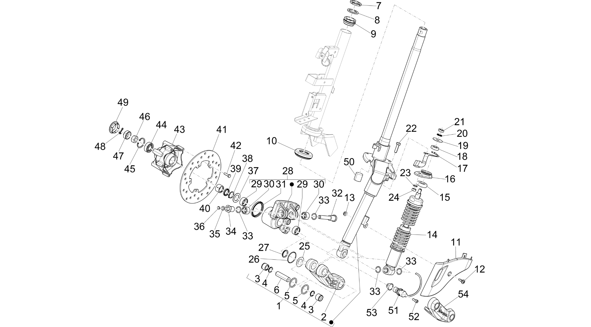 Fork/steering tube - Steering bearing unit