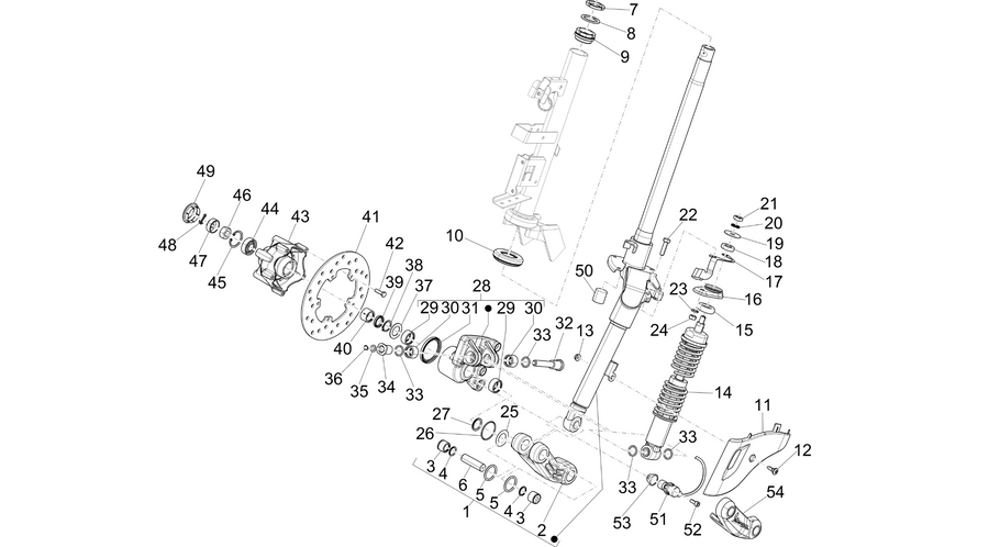 Fork/steering tube - Steering bearing unit