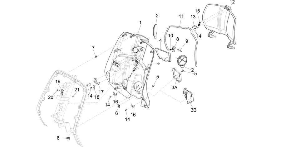 Front glove-box - Knee-guard panel