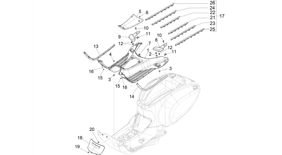Central cover - Footrests