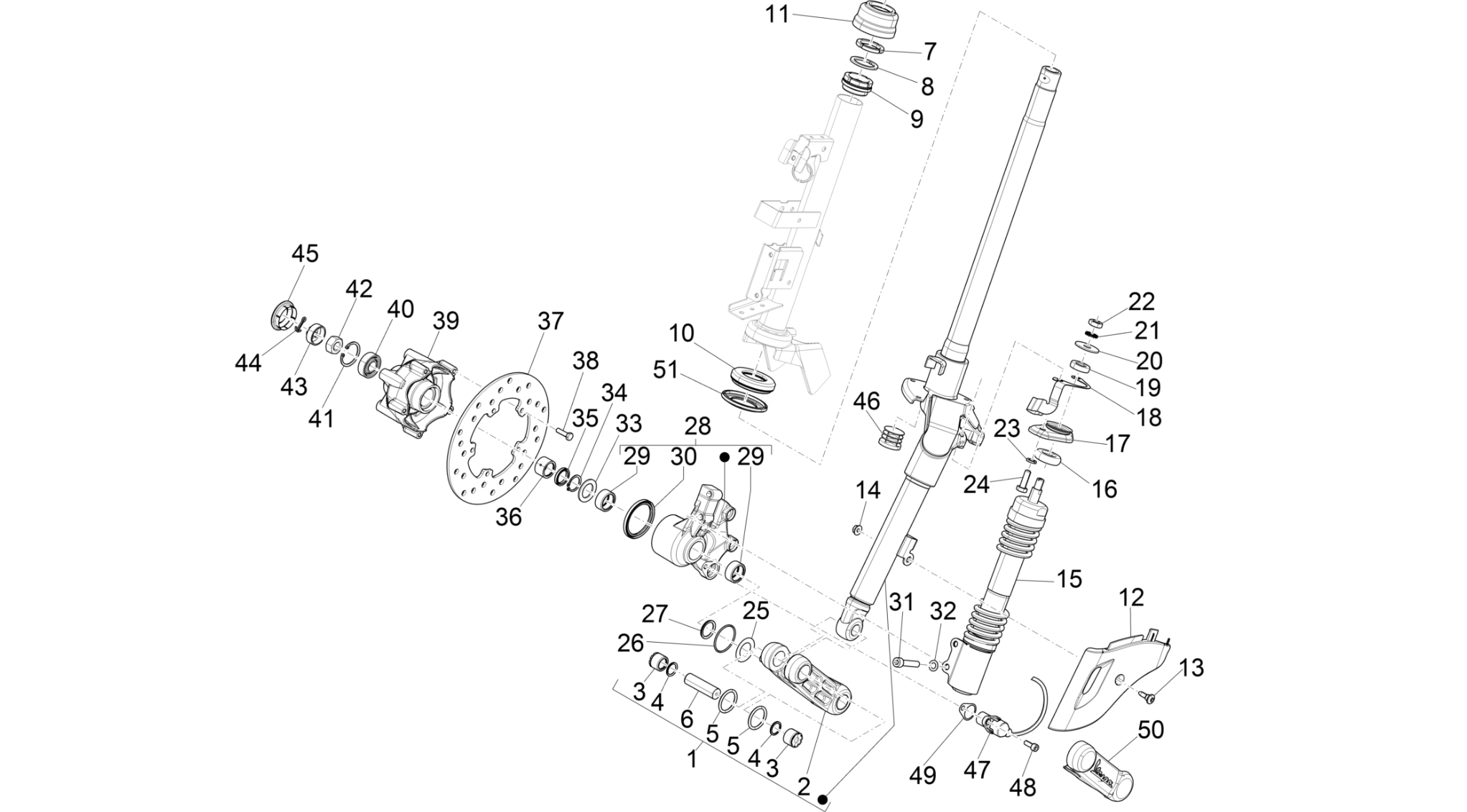 Fork/steering tube - Steering bearing unit