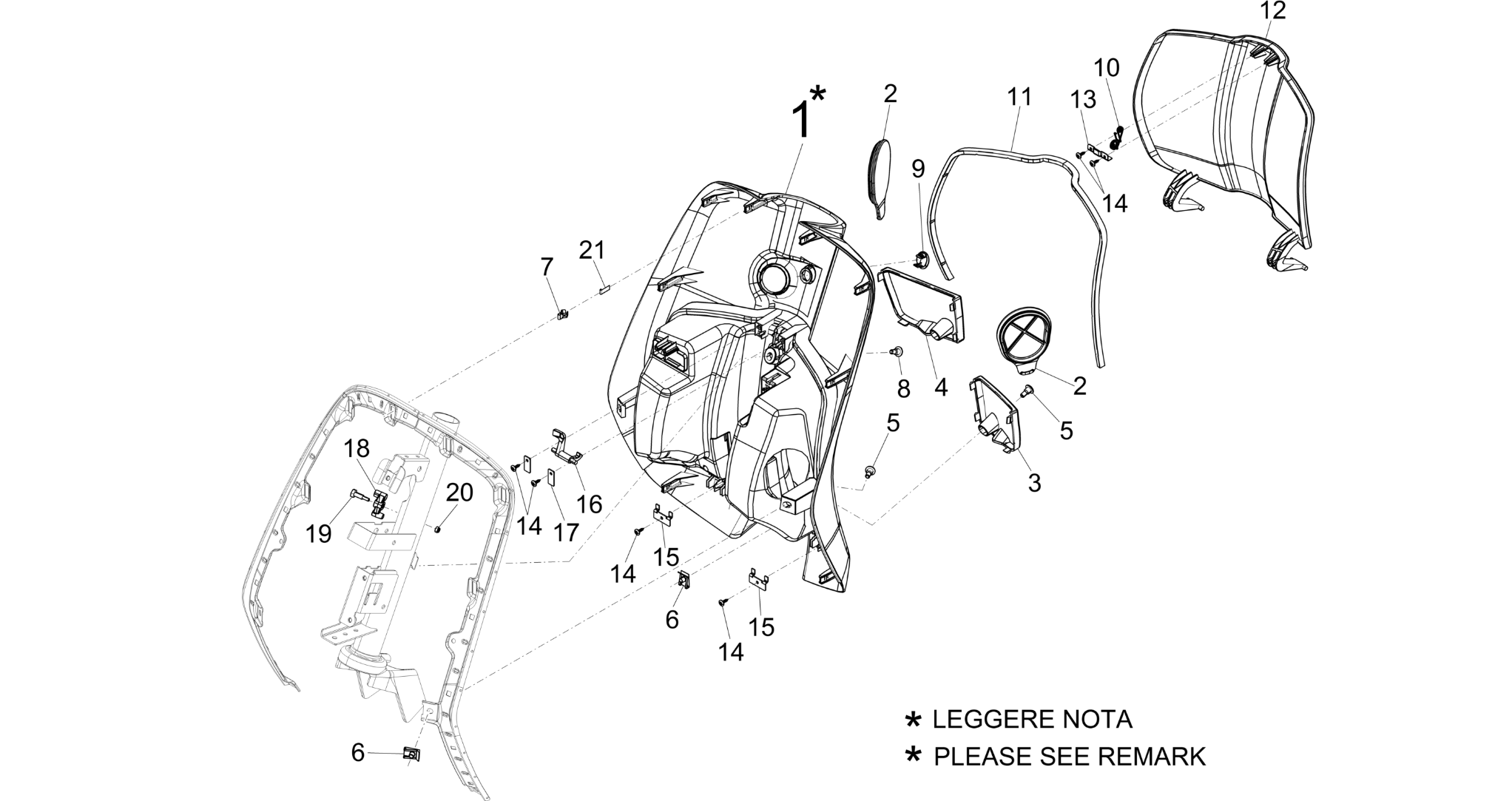 Front glove-box - Knee-guard panel