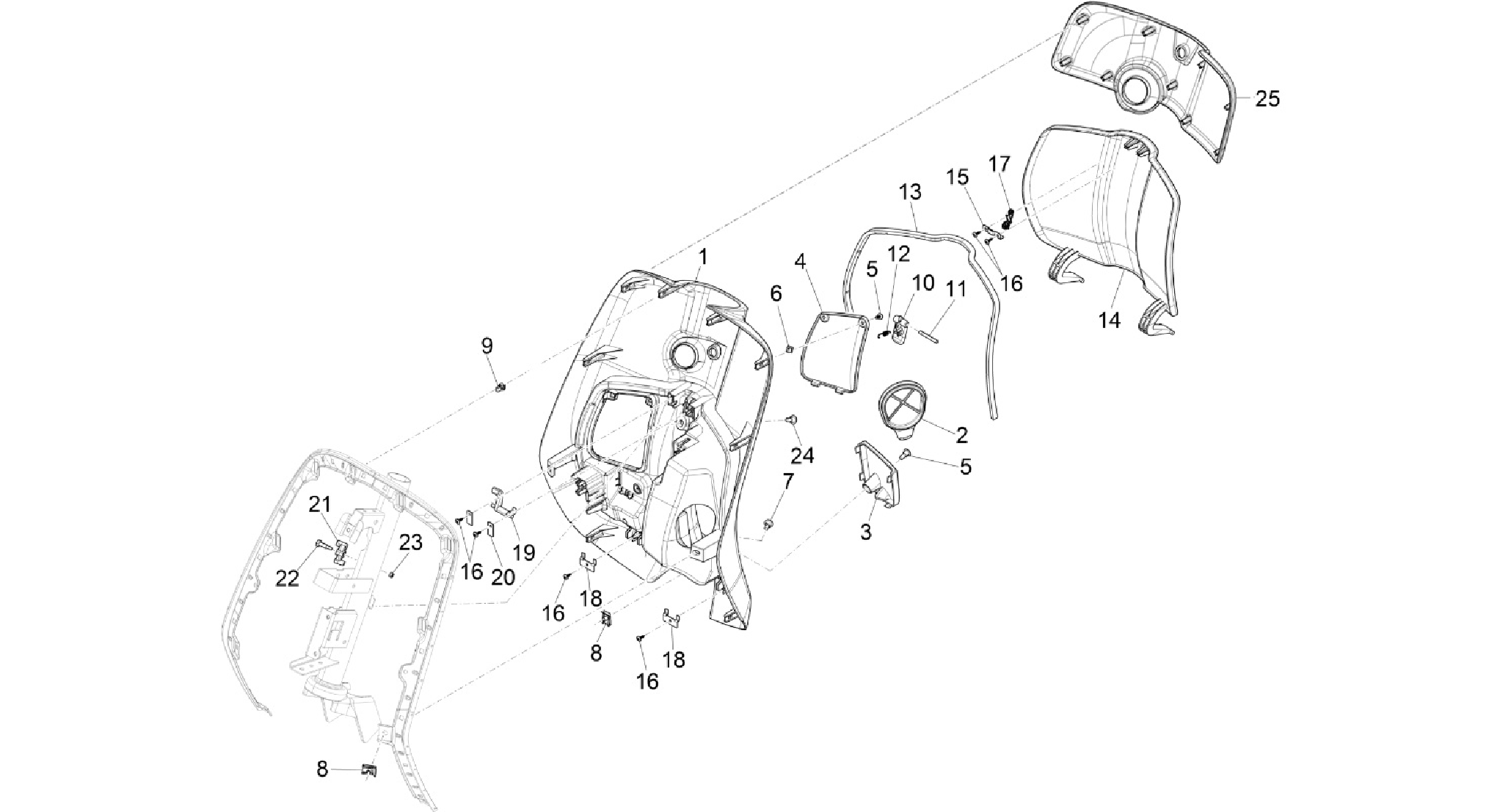 Front glove-box - Knee-guard panel