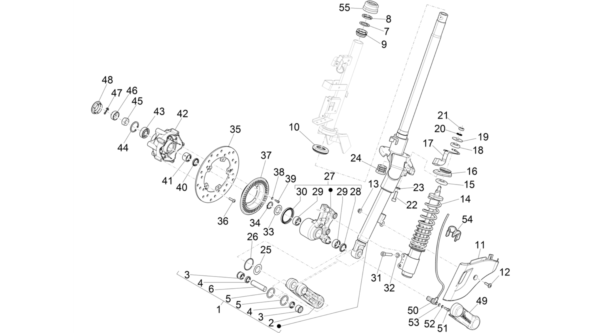 Fork/steering tube - Steering bearing unit