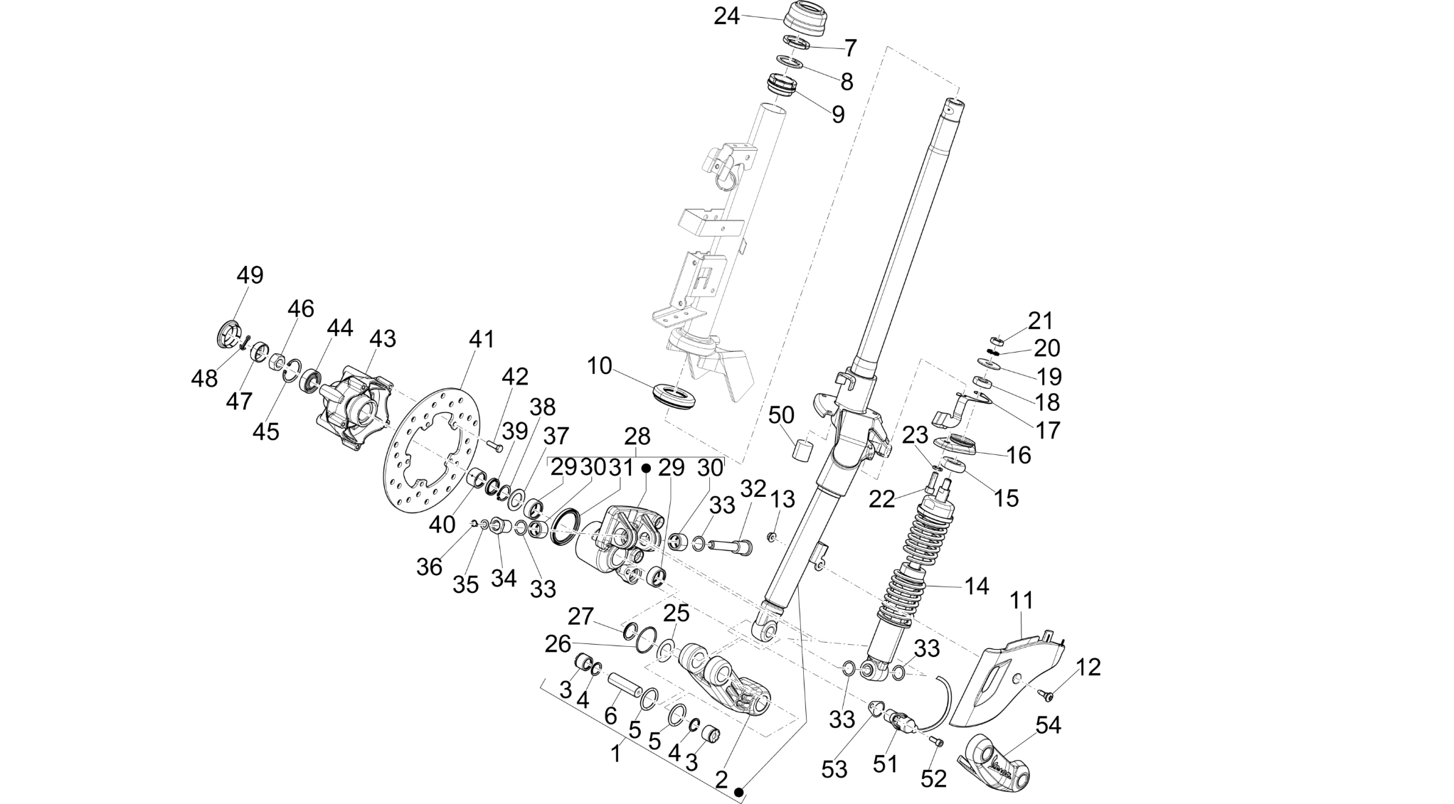 Fork/steering tube - Steering bearing unit