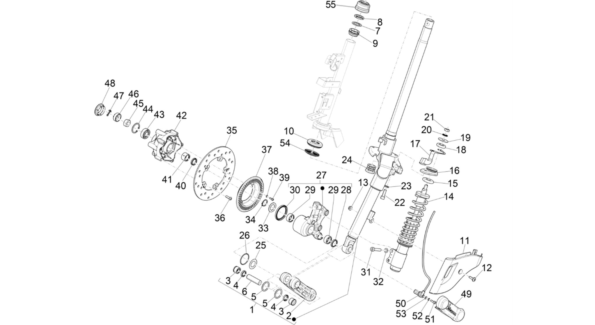 Fork/steering tube - Steering bearing unit