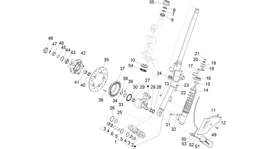 Fork/steering tube - Steering bearing unit