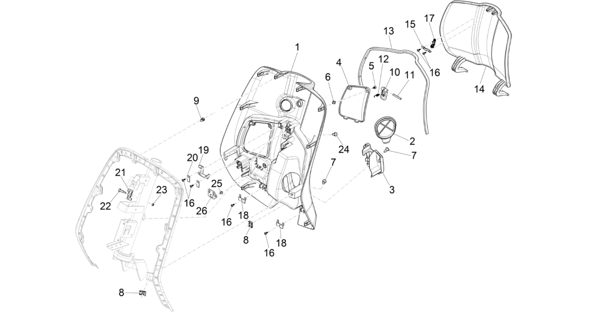 Front glove-box - Knee-guard panel