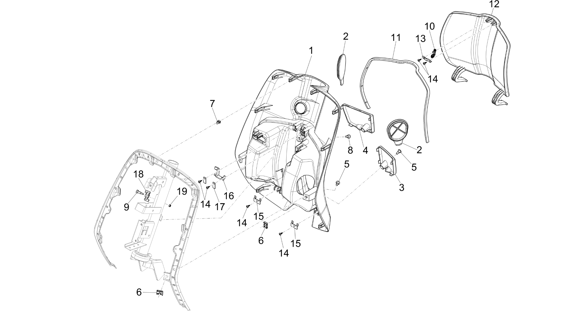 Front glove-box - Knee-guard panel