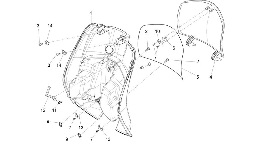 Front glove-box - Knee-guard panel