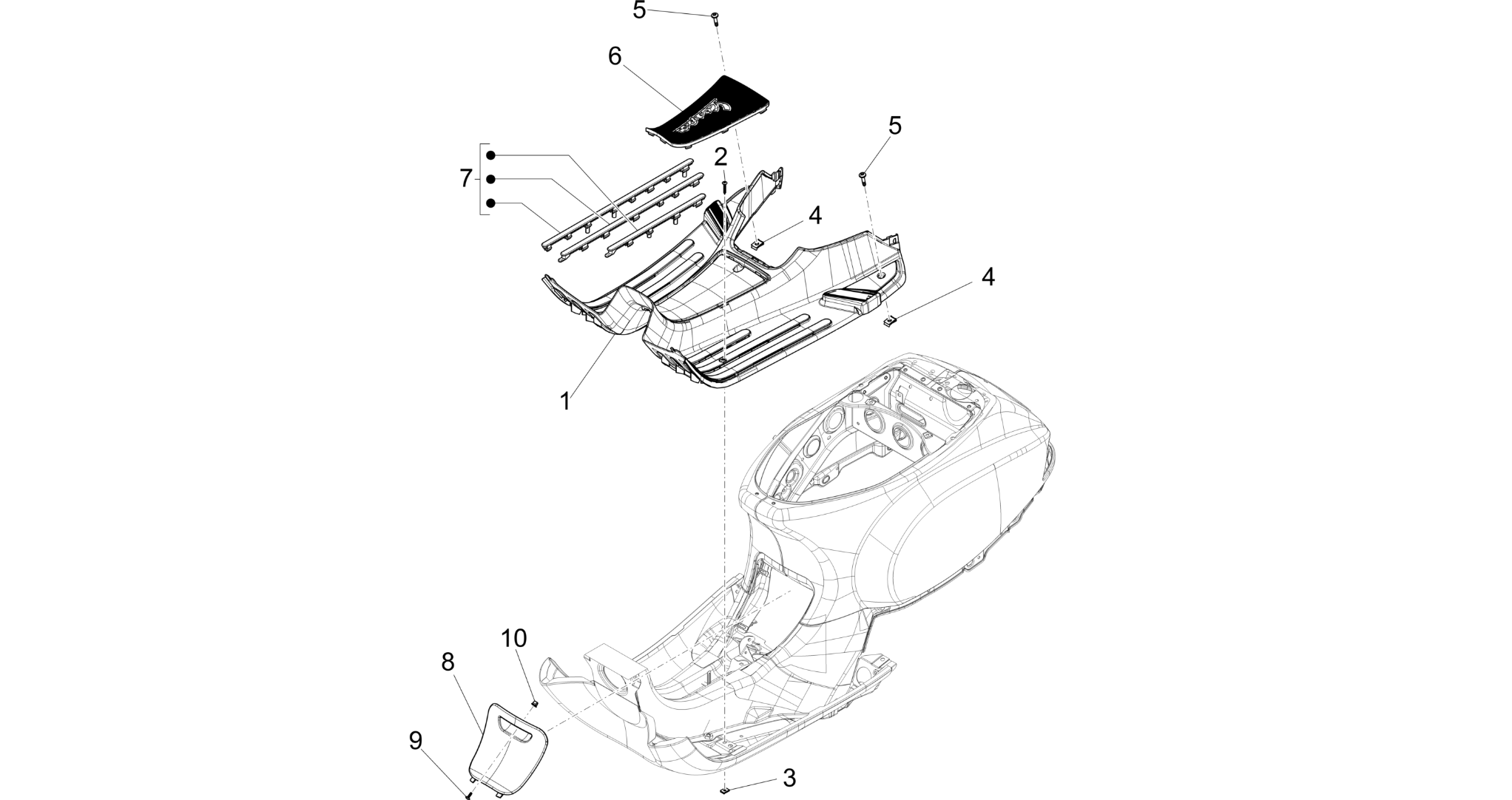 Central cover - Footrests