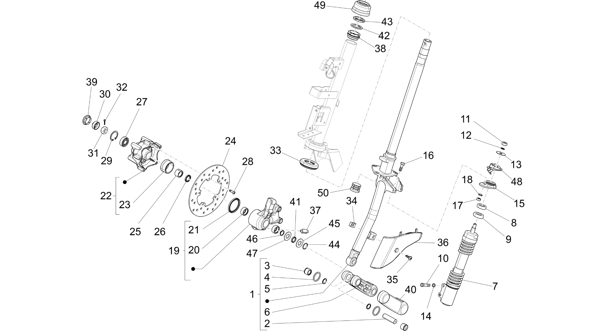 Fork/steering tube - Steering bearing unit