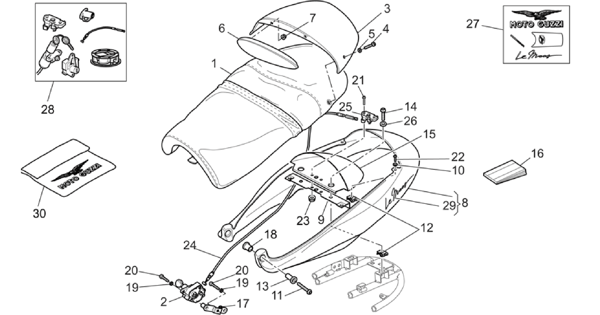 Saddle - Rear fairing