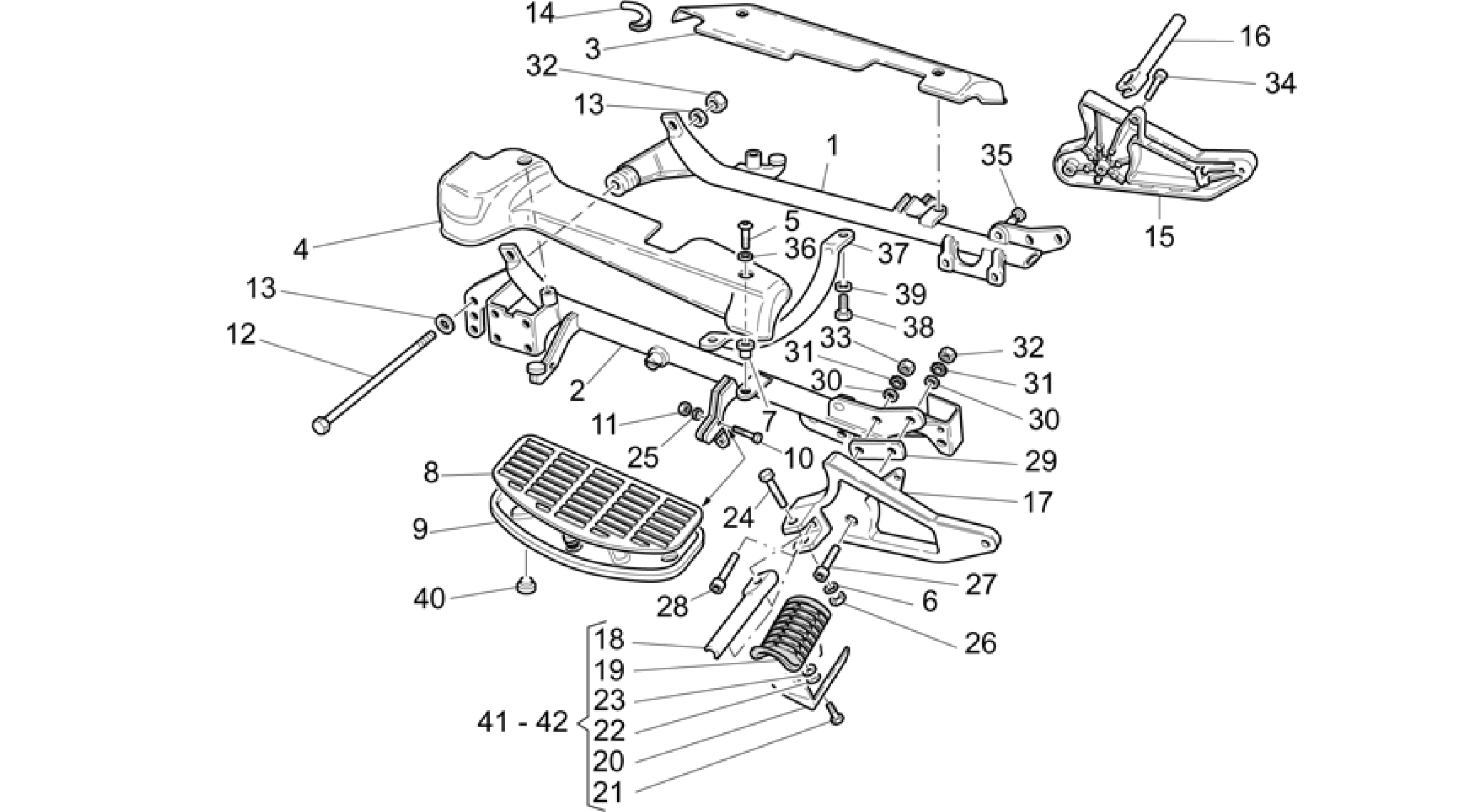 Craddle arm-Foot rests