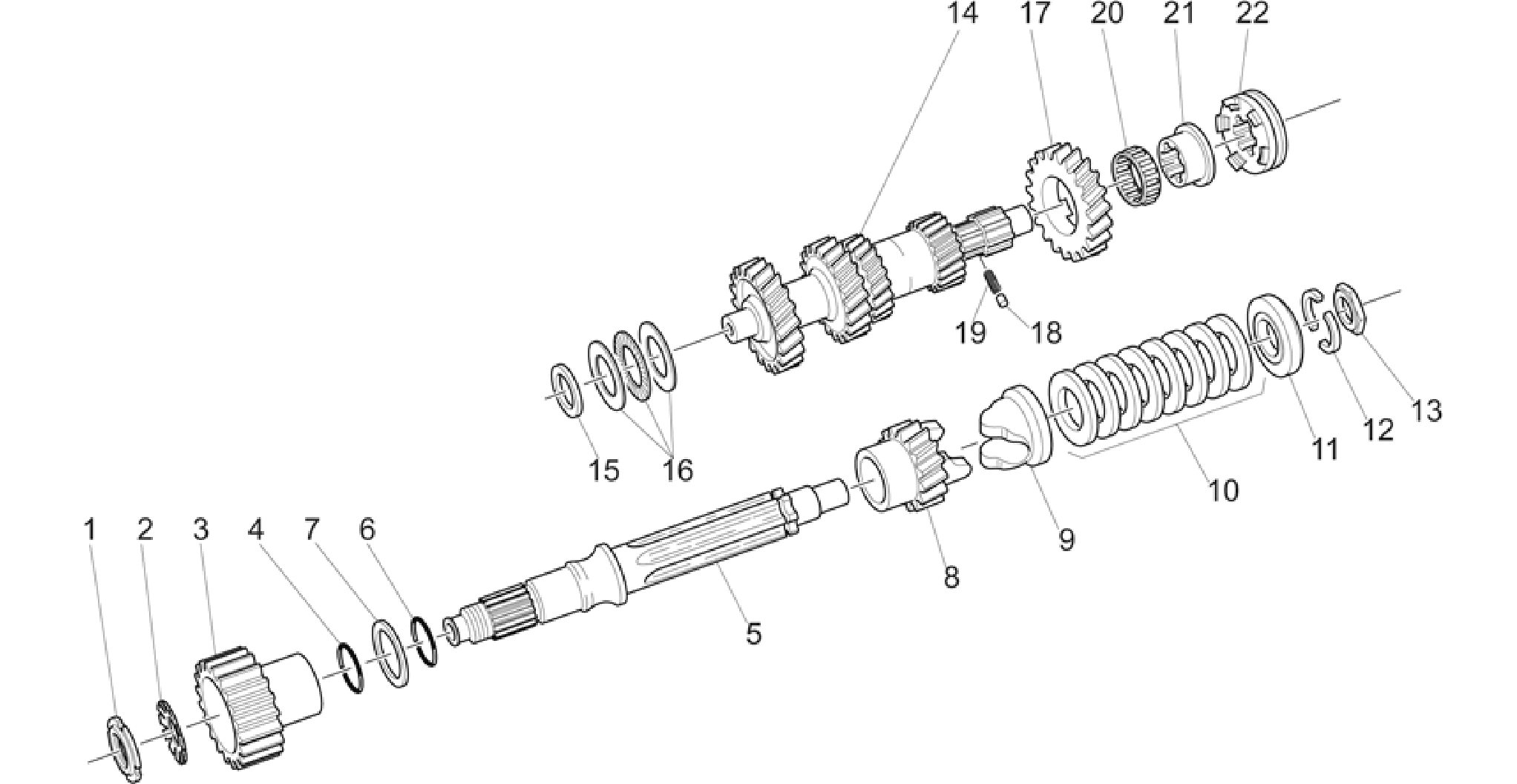 Primary gear shaft