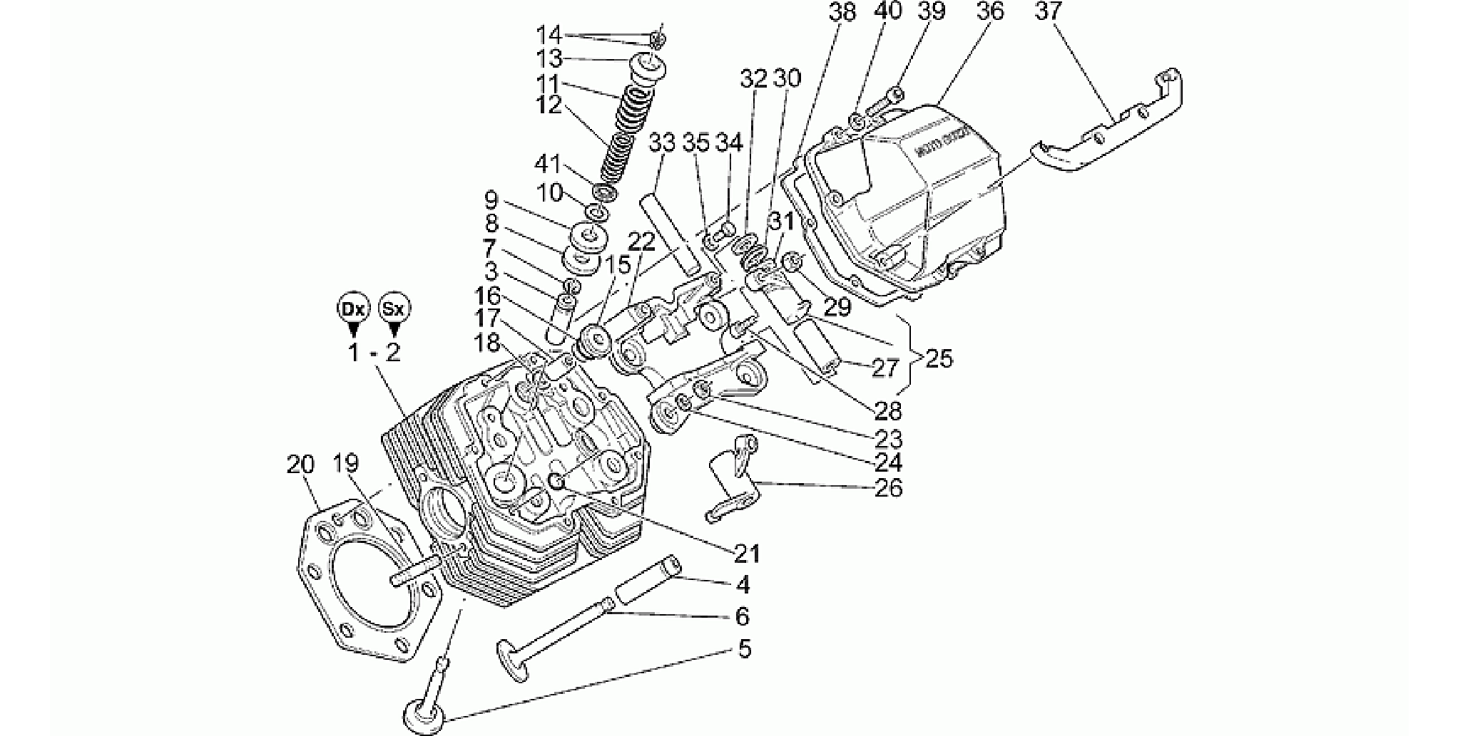 Cylinder head and valves