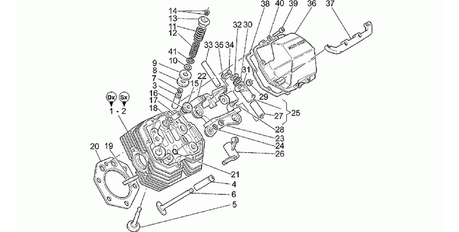 Cylinder head and valves