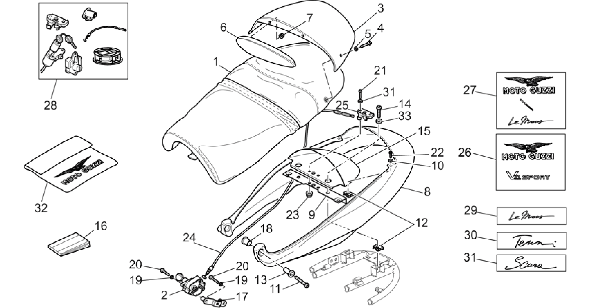 Saddle - Rear fairing