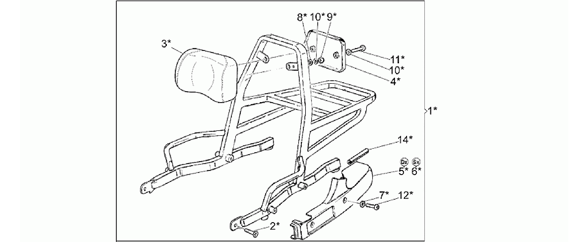 Optional fixed luggage rack