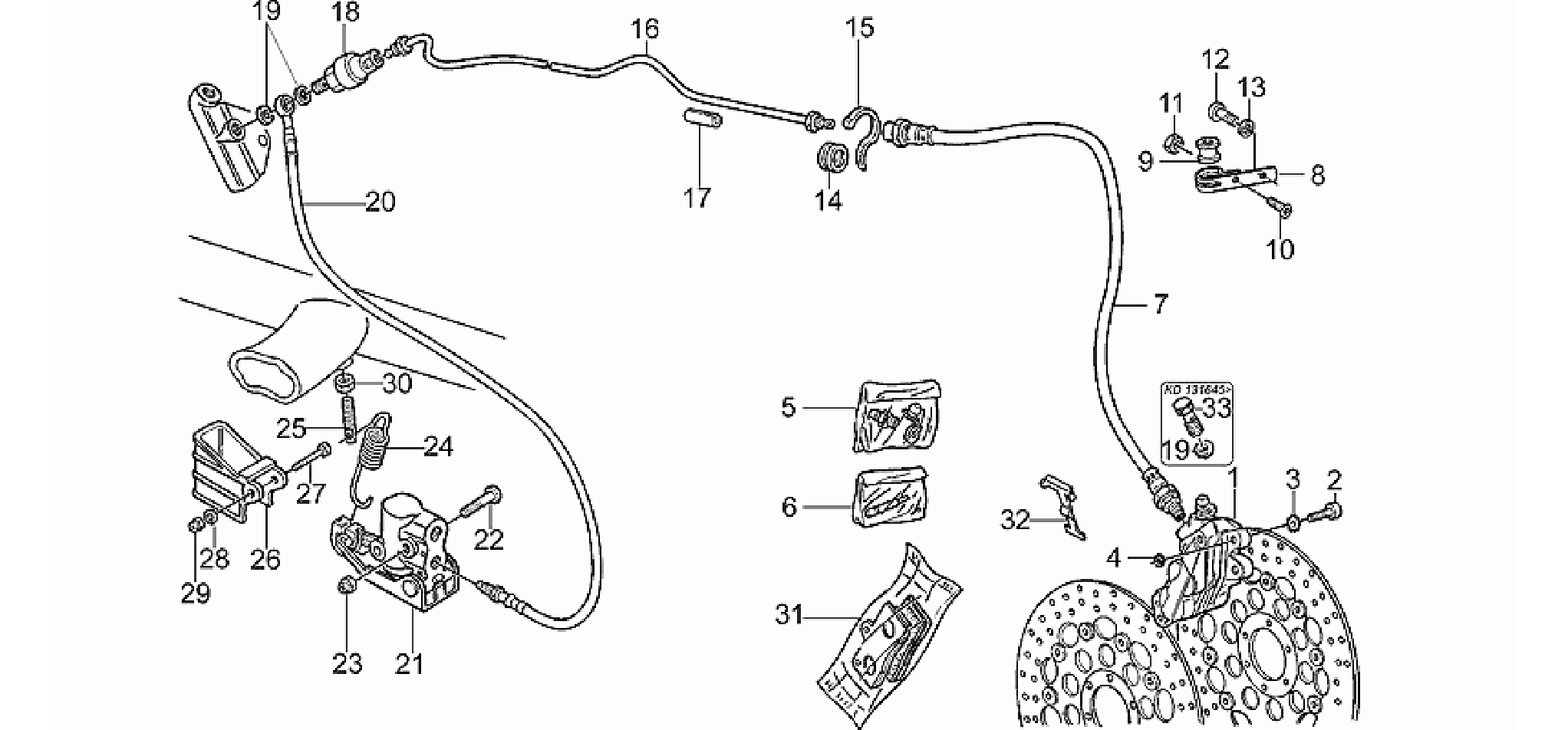 Front LH/rear brake system