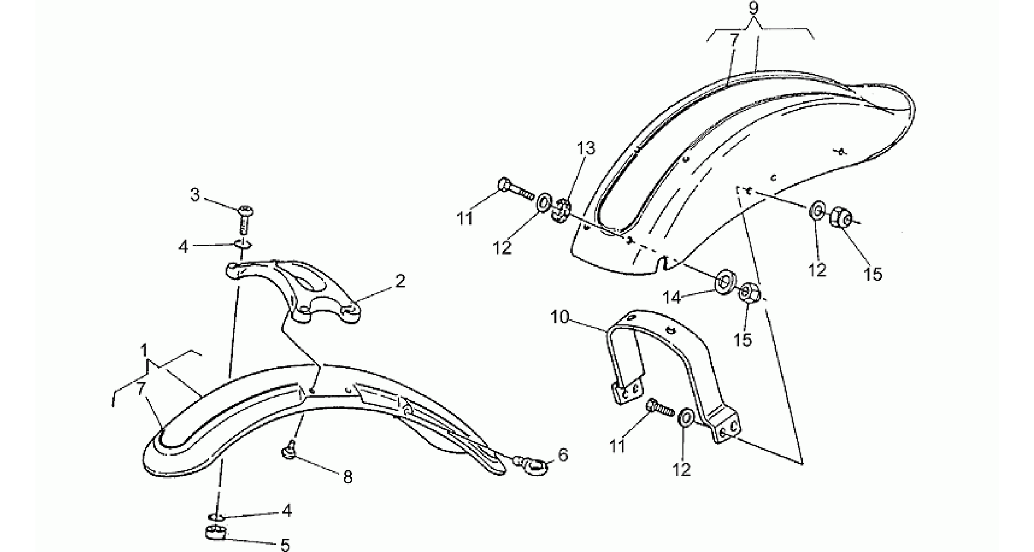 Front/rear mudguards