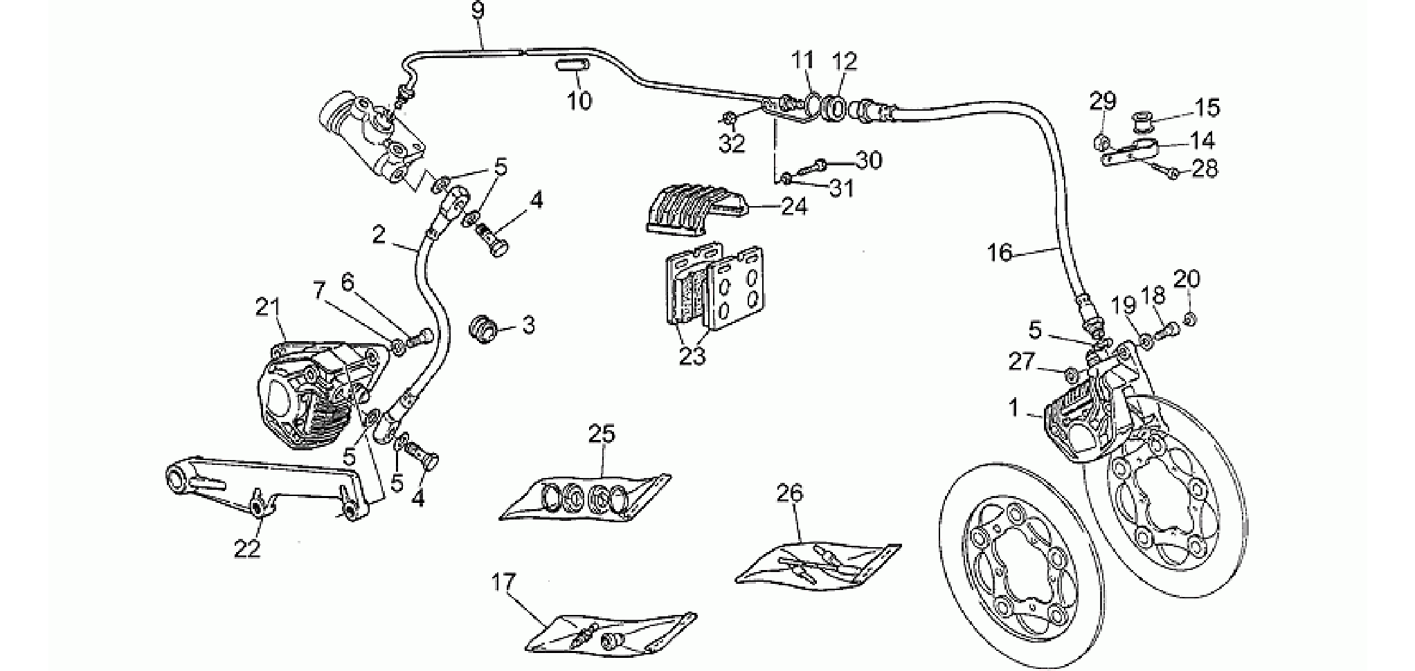Front LH/rear brake system