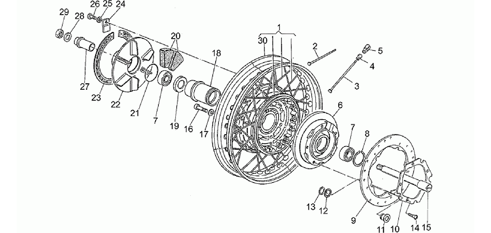 Rear wheel, spokes