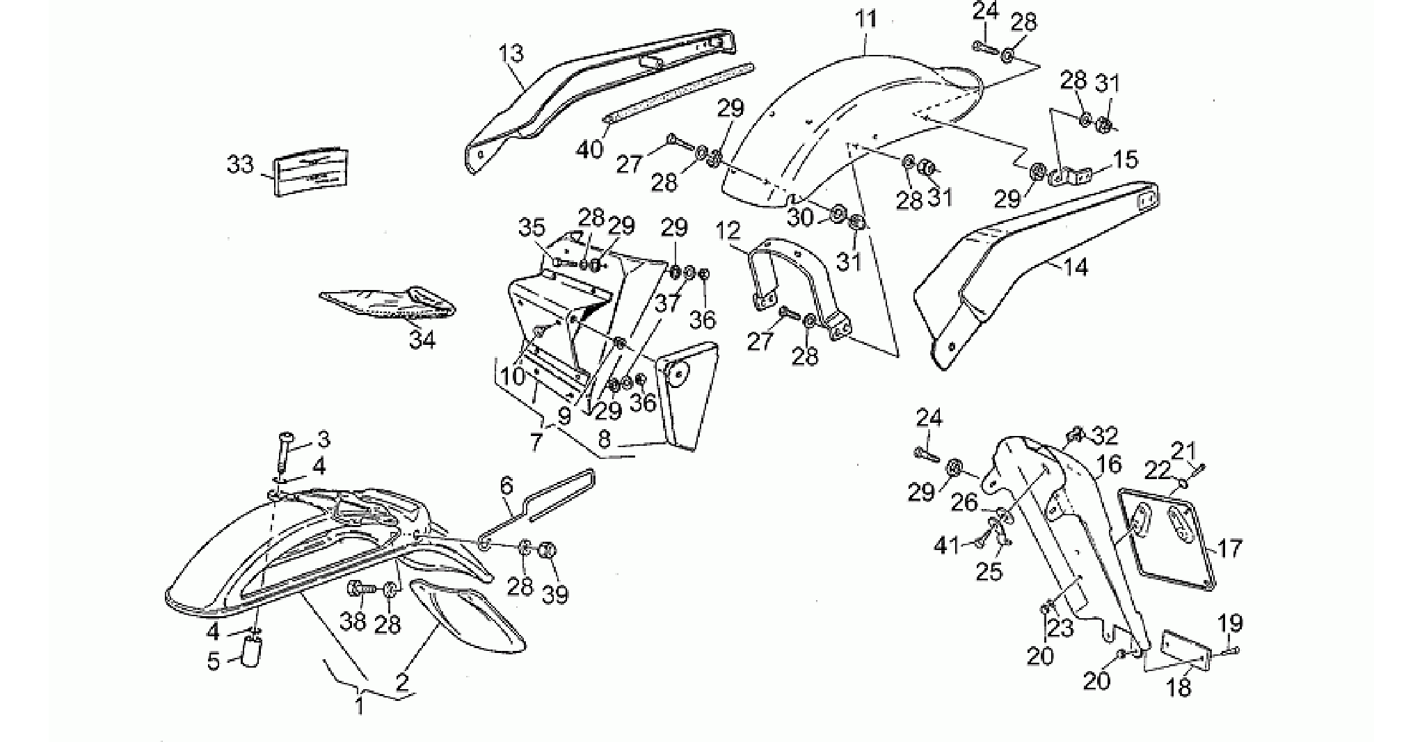 Front/rear mudguards